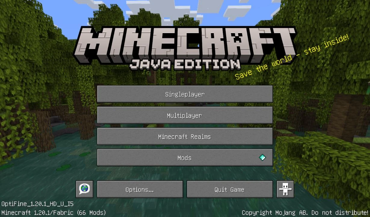 صفحهی خانه ماینکرفت (minecraft) 1.20.1 جاوا ادیشن (Java Edition)